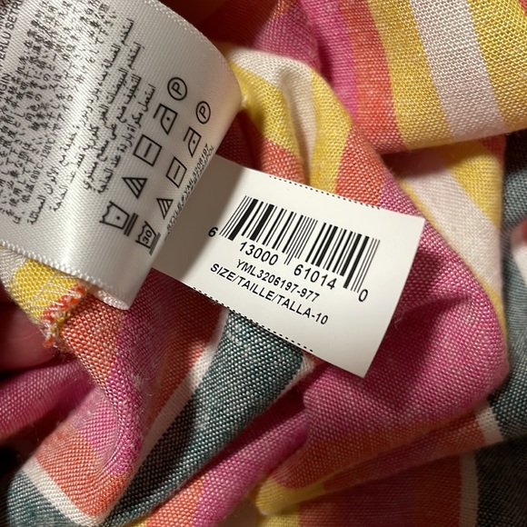 Sunrise stripe A-Line Button-front linen multi colored striped retro midi skirt - Picture 8 of 8